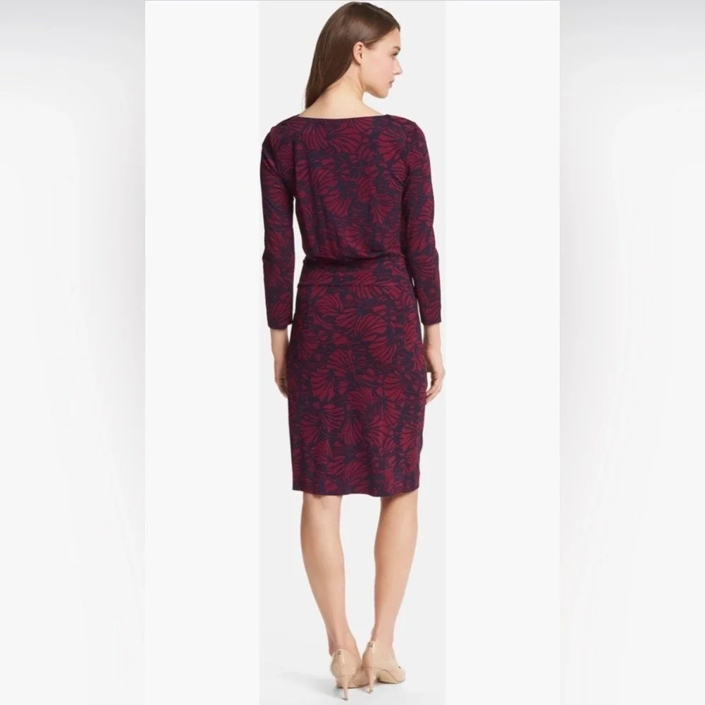 Tory Burch XL Etta Dress – Gold Logo Button Shoulder Pink Navy
